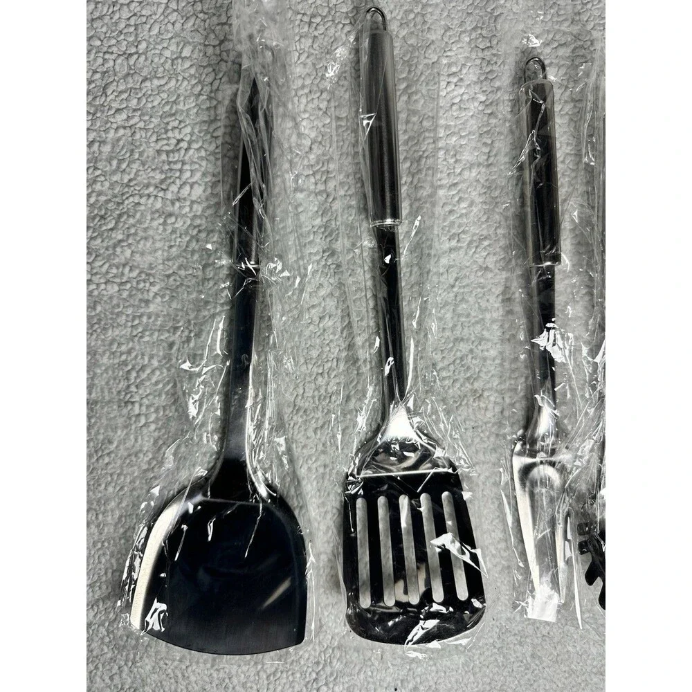Lot Of 6 Kitchen Utensils Spatulas, Pasta Server, Ladl, Fork, Slotted Spoon